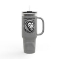 Lion Head 40oz Insulated Travel Mug — 'BrighterFuture' Thermal Tumbler with Straw