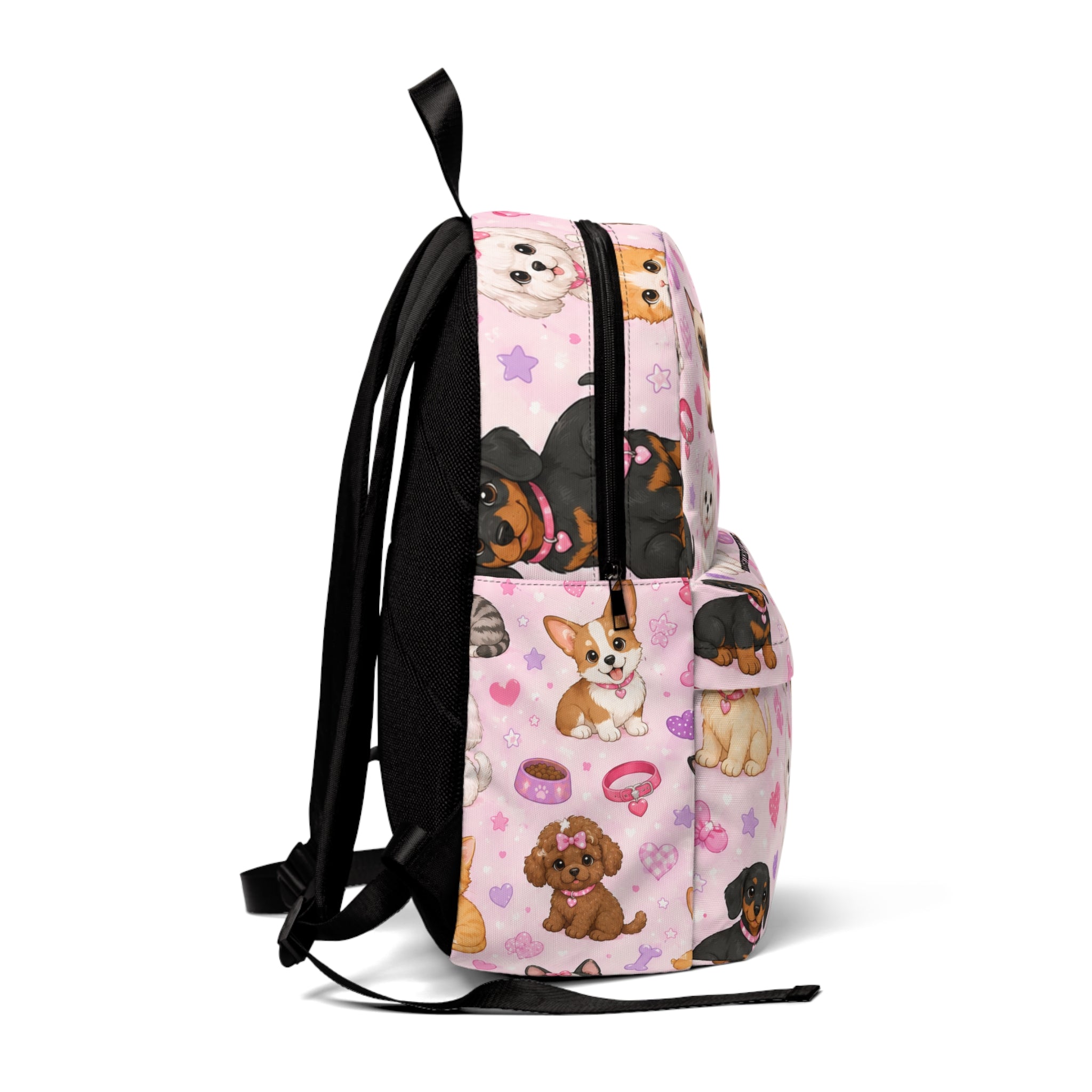 Cute Puppy Pattern Backpack — Pink Dog Print School Backpack