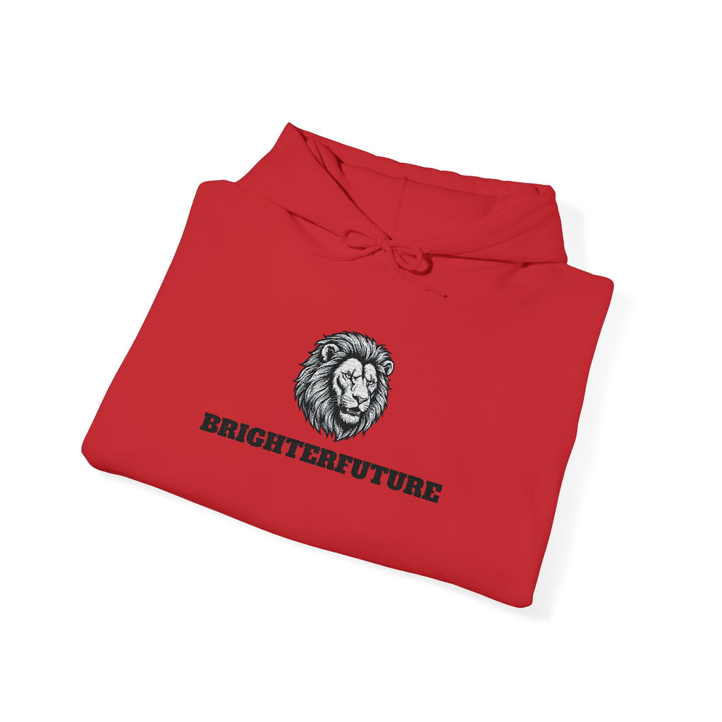 Lion Crest Hoodie – "BRIGHTERFUTURE" Graphic Pullover