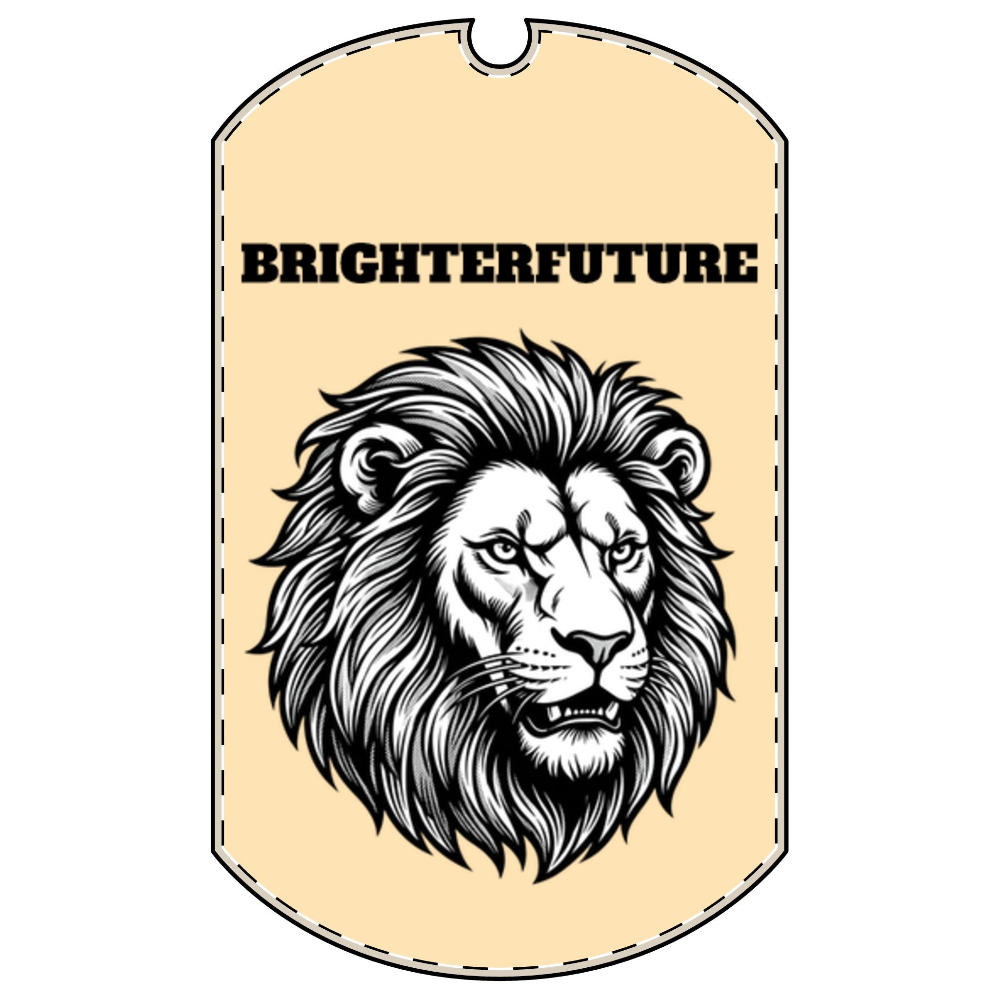 Lion "BRIGHTERFUTURE" Dog Tag Necklace — Bold Inspirational Pendant