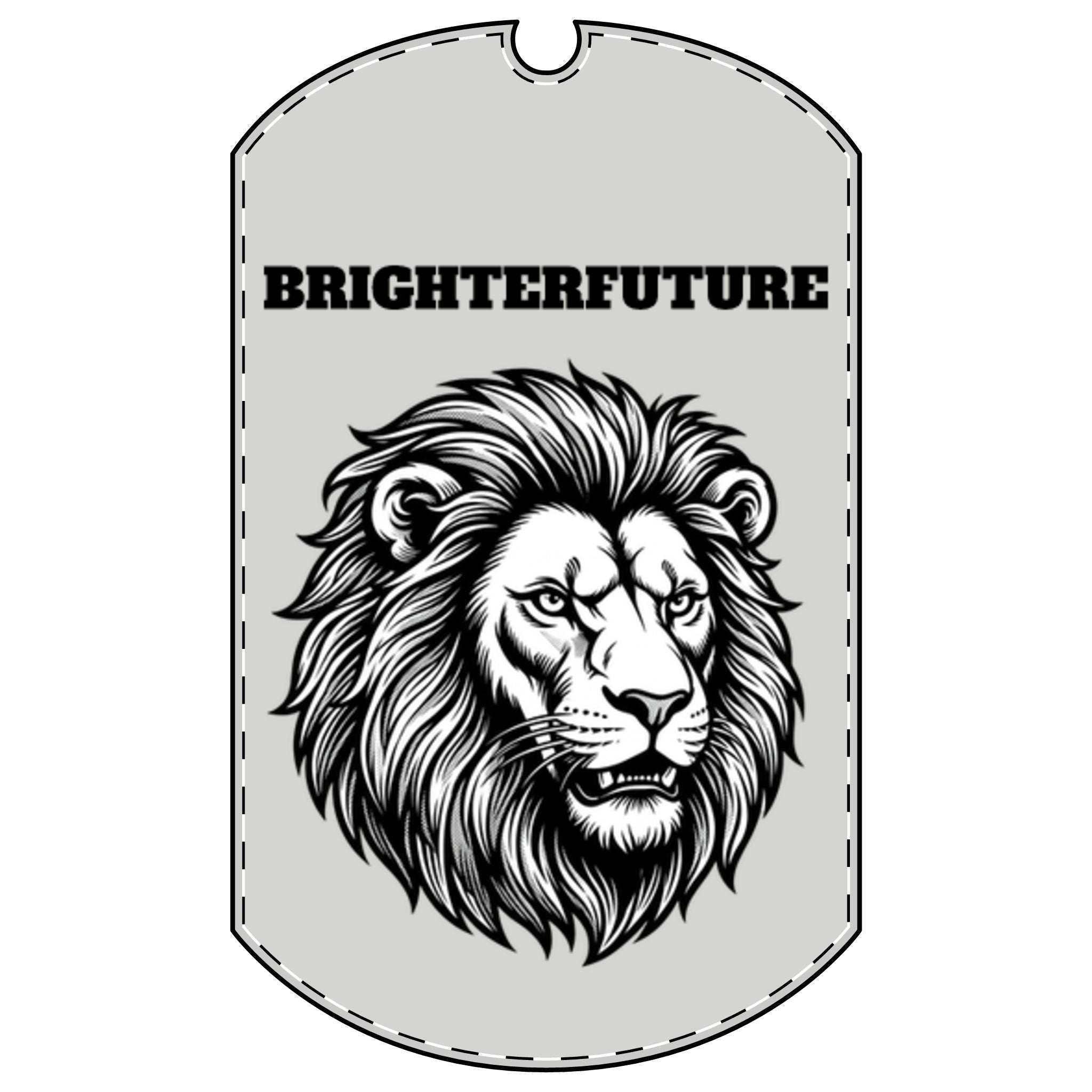 Lion "BRIGHTERFUTURE" Dog Tag Necklace — Bold Inspirational Pendant
