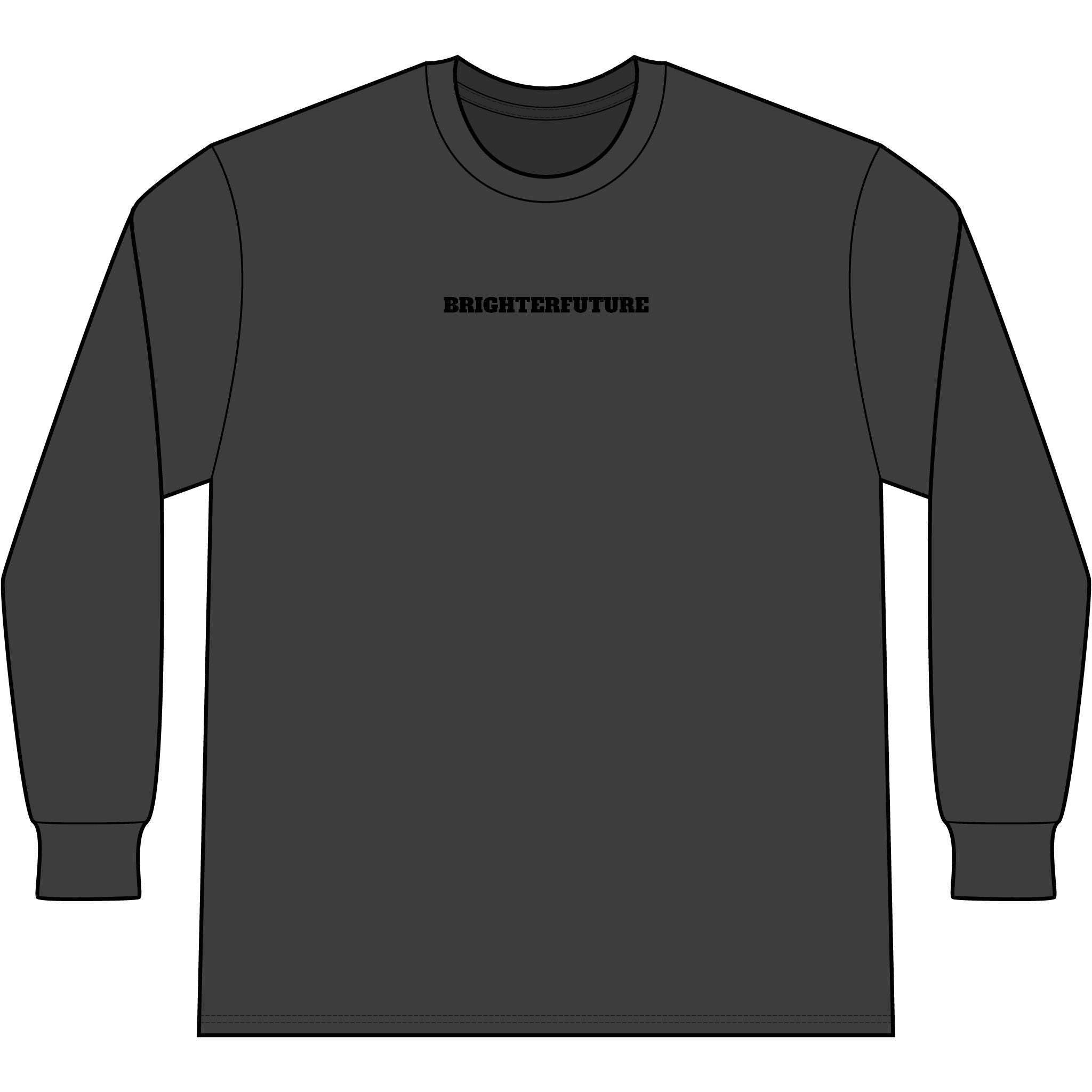 Lion Head Long Sleeve Tee — Bright Future Chest Text, Bold Back Graphic