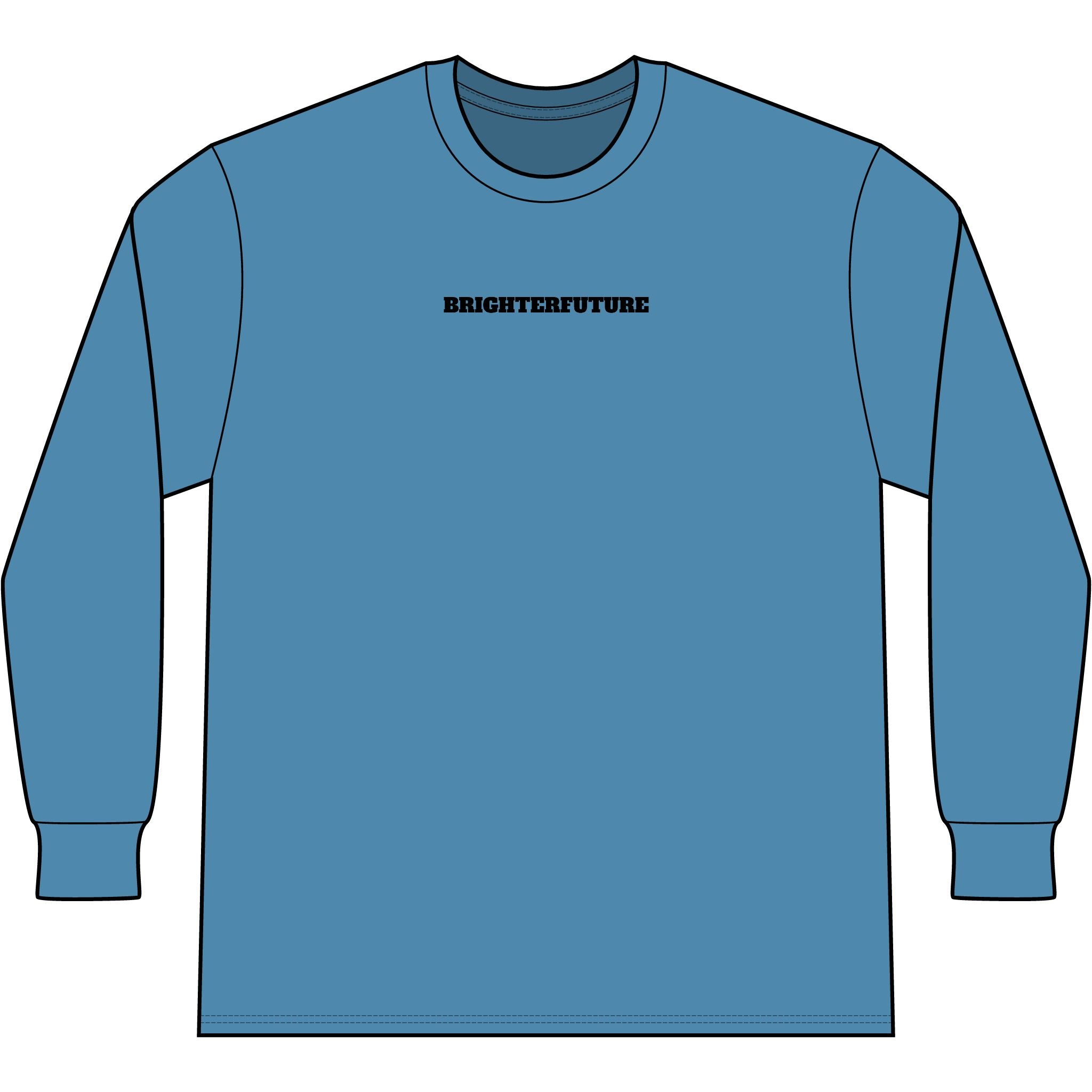 Lion Head Long Sleeve Tee — Bright Future Chest Text, Bold Back Graphic