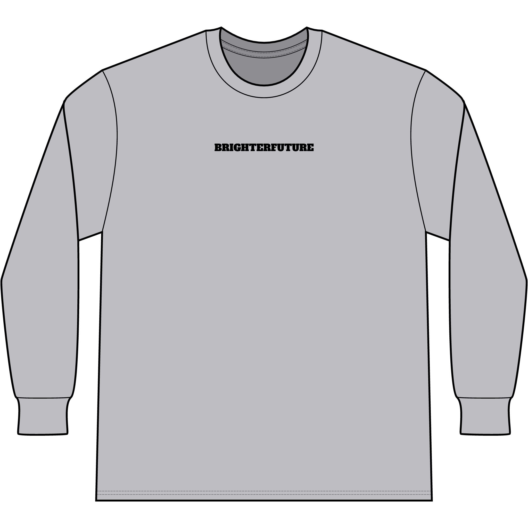 Lion Head Long Sleeve Tee — Bright Future Chest Text, Bold Back Graphic