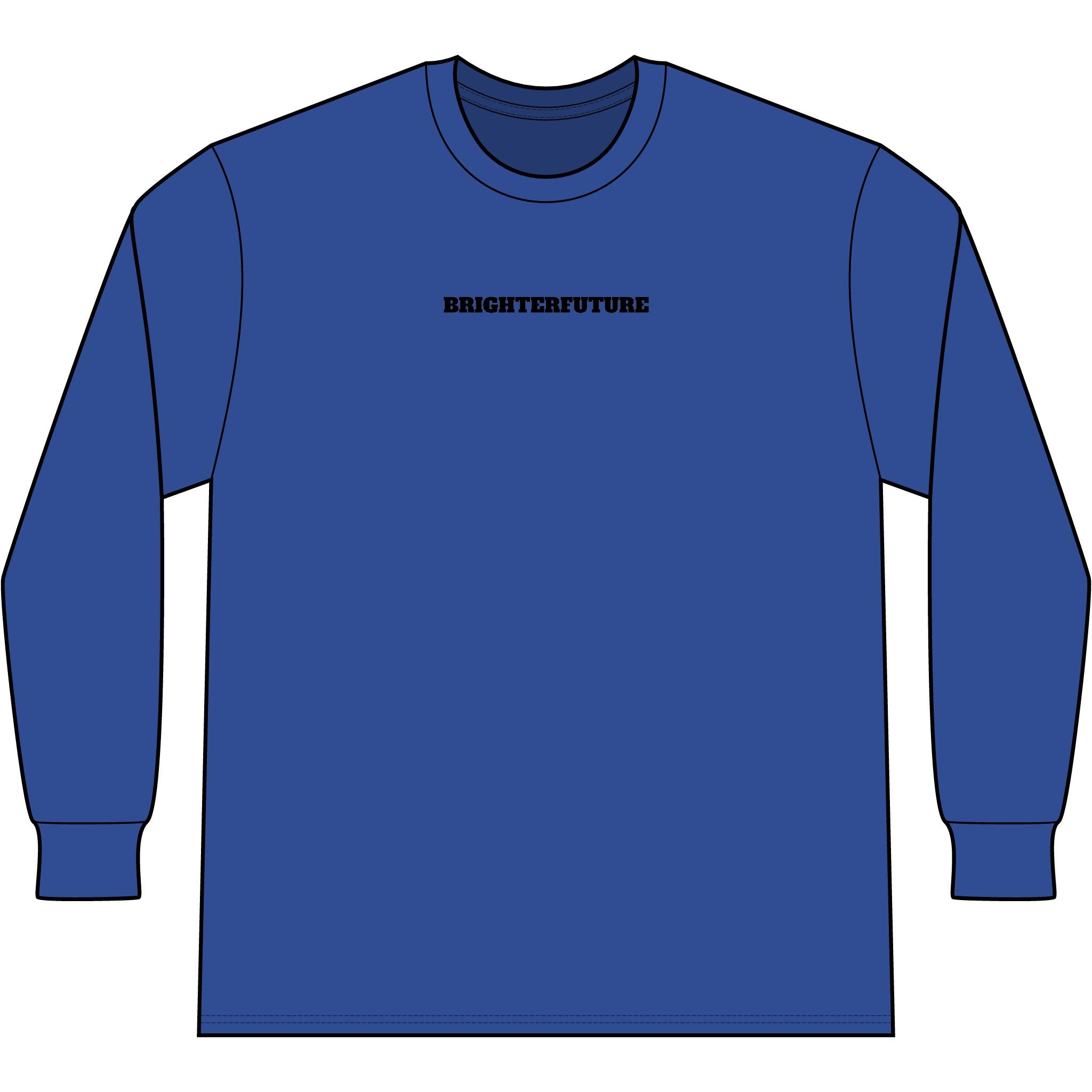 Lion Head Long Sleeve Tee — Bright Future Chest Text, Bold Back Graphic