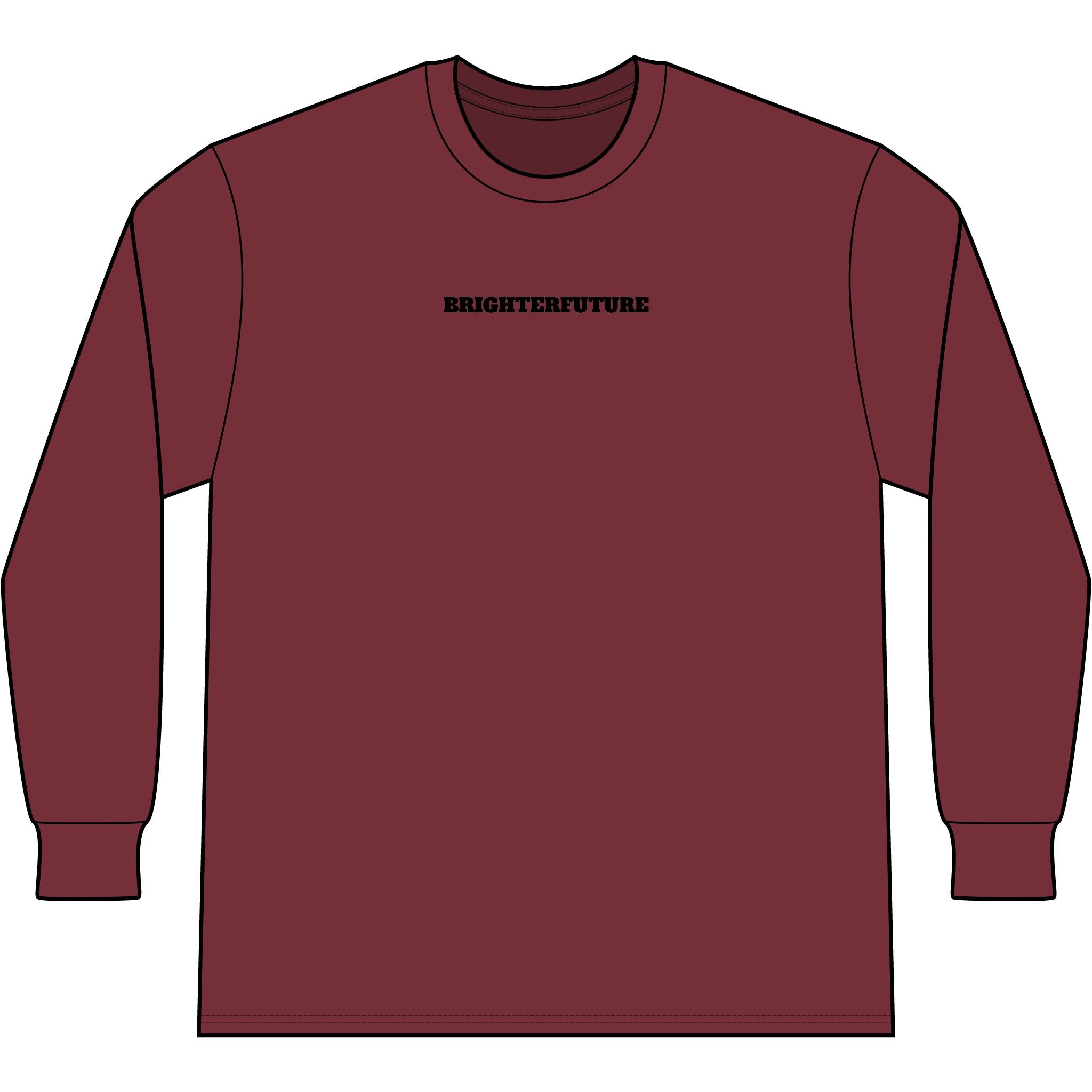 Lion Head Long Sleeve Tee — Bright Future Chest Text, Bold Back Graphic