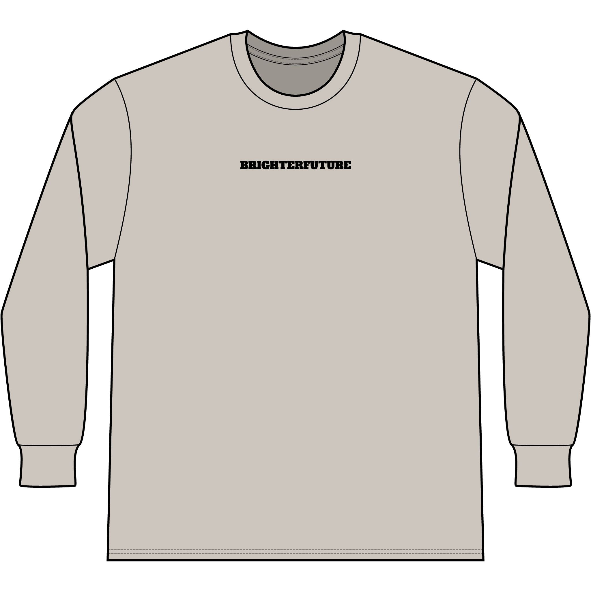 Lion Head Long Sleeve Tee — Bright Future Chest Text, Bold Back Graphic