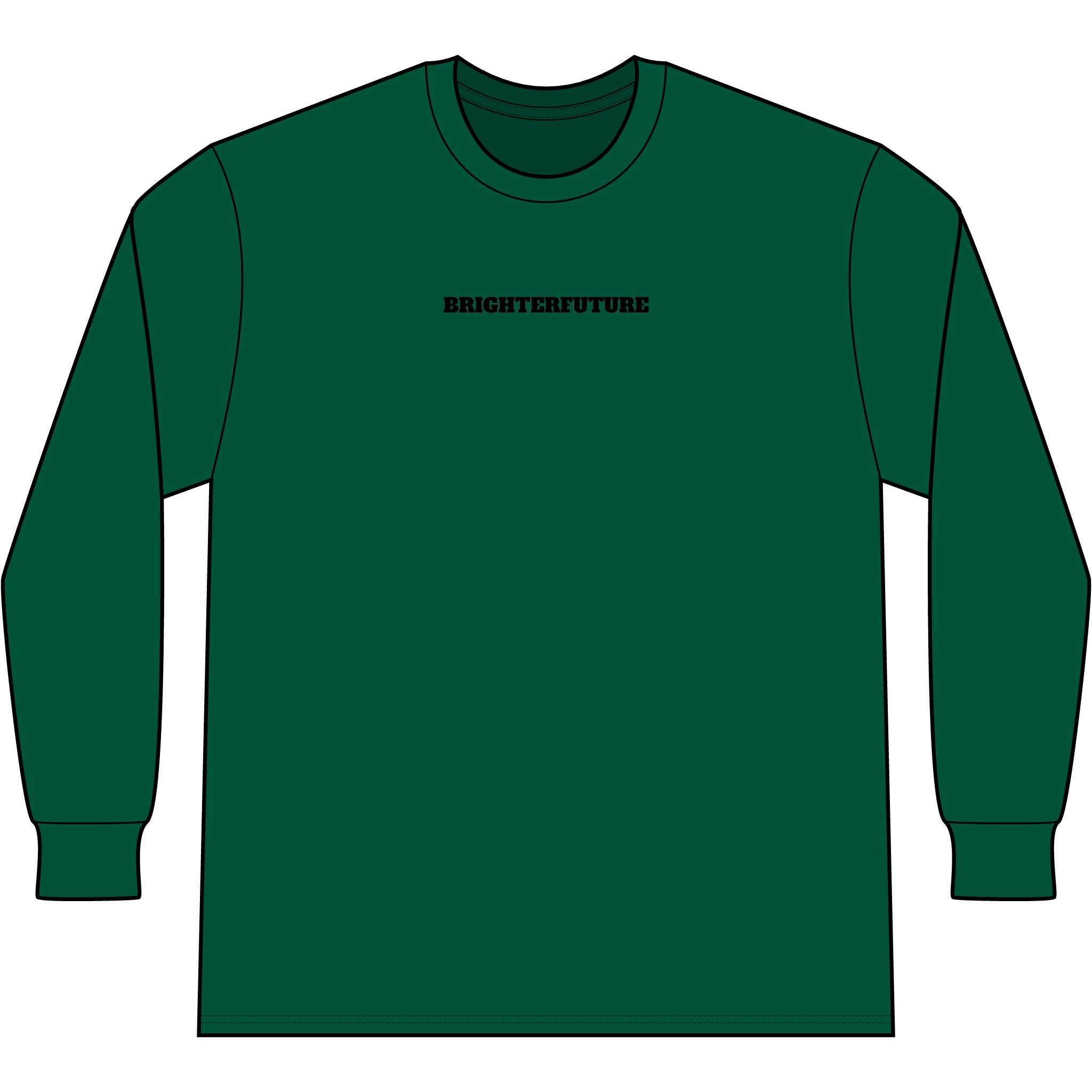 Lion Head Long Sleeve Tee — Bright Future Chest Text, Bold Back Graphic