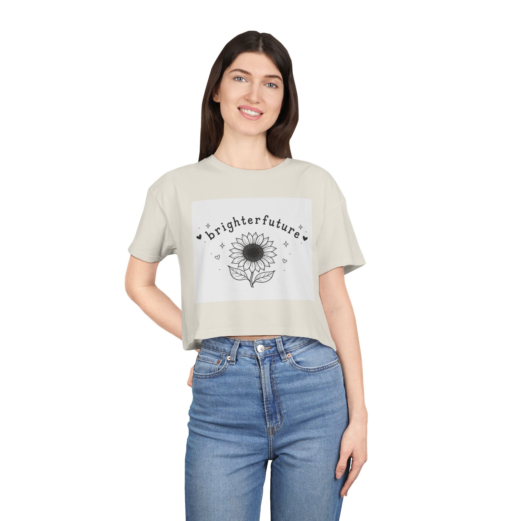 Brighter Future Sunflower Crop Tee — Positive Graphic Women's Crop Top