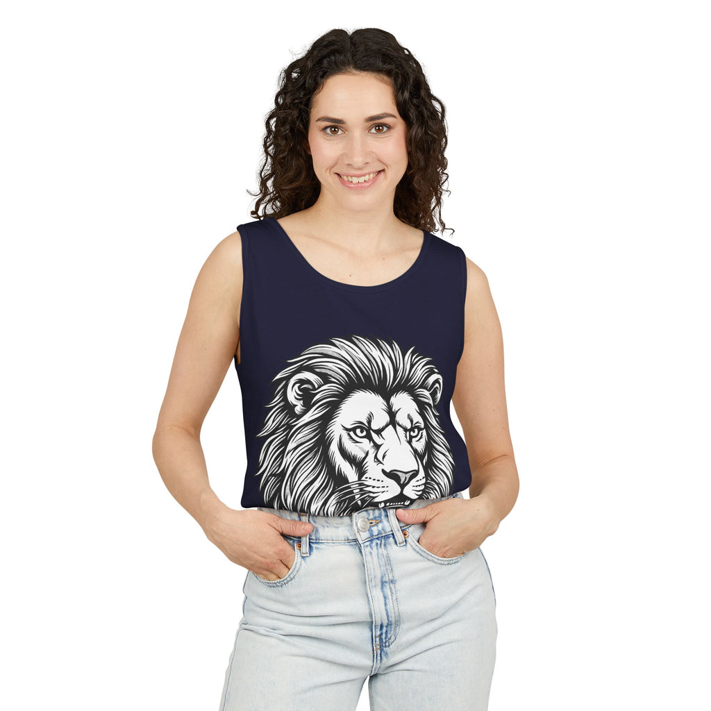 Lion Head Tank Top — Detailed Graphic Lion Illustration Men's & Women's Sleeveless Shirt