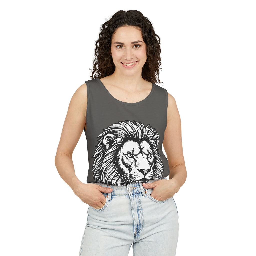 Lion Head Tank Top — Detailed Graphic Lion Illustration Men's & Women's Sleeveless Shirt