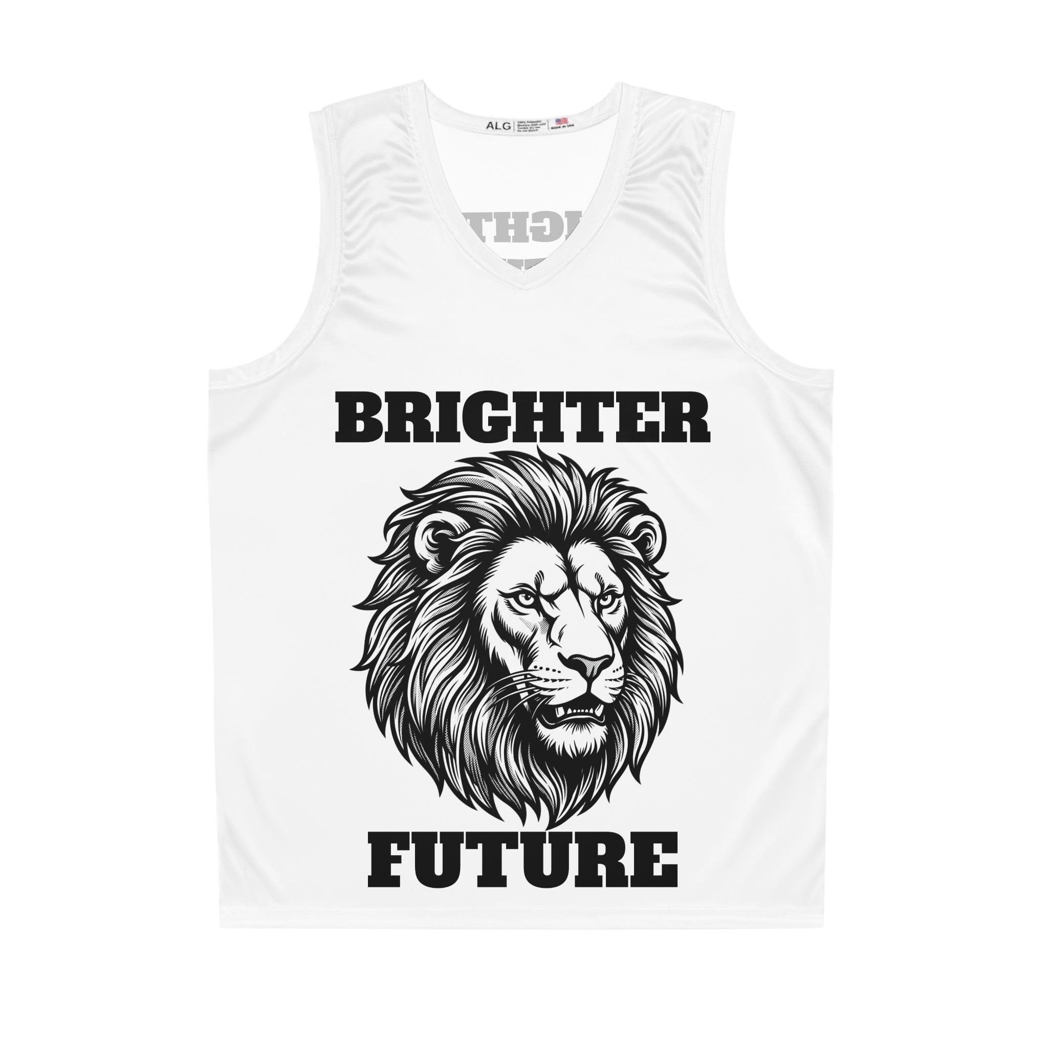 Brighter Future Basketball Jersey — Lion Graphic Sports Tank with 'Brighter Future' Text