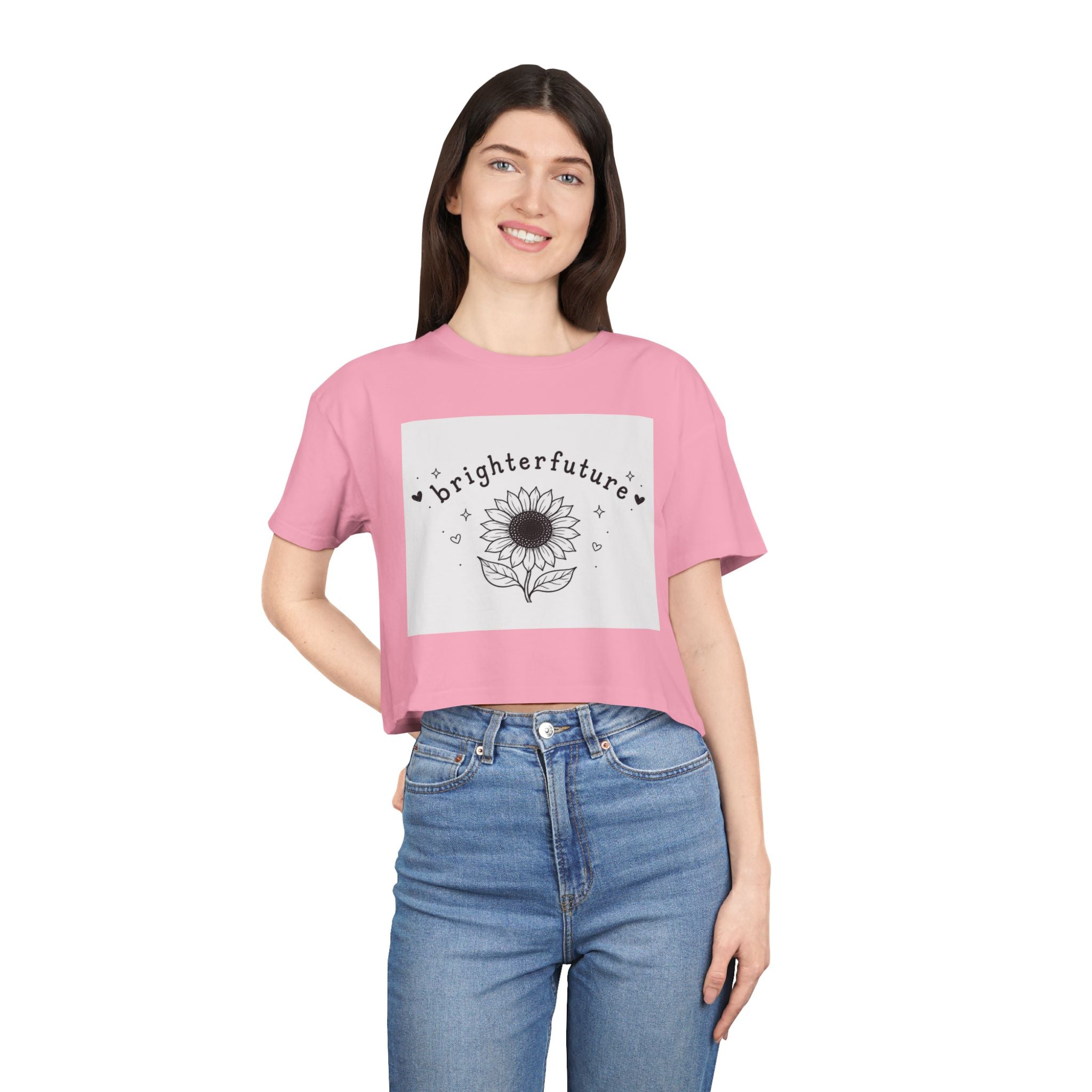 Brighter Future Sunflower Crop Tee — Positive Graphic Women's Crop Top
