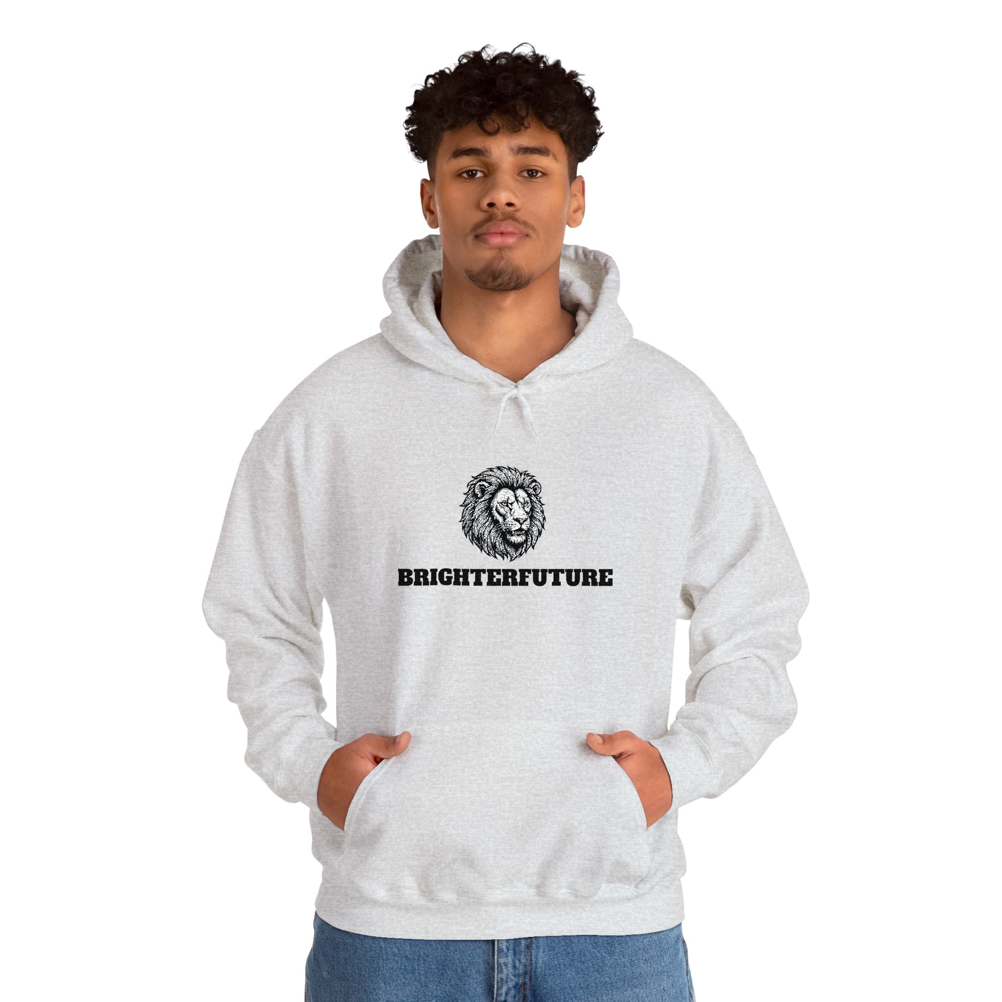 Lion Crest Hoodie – "BRIGHTERFUTURE" Graphic Pullover