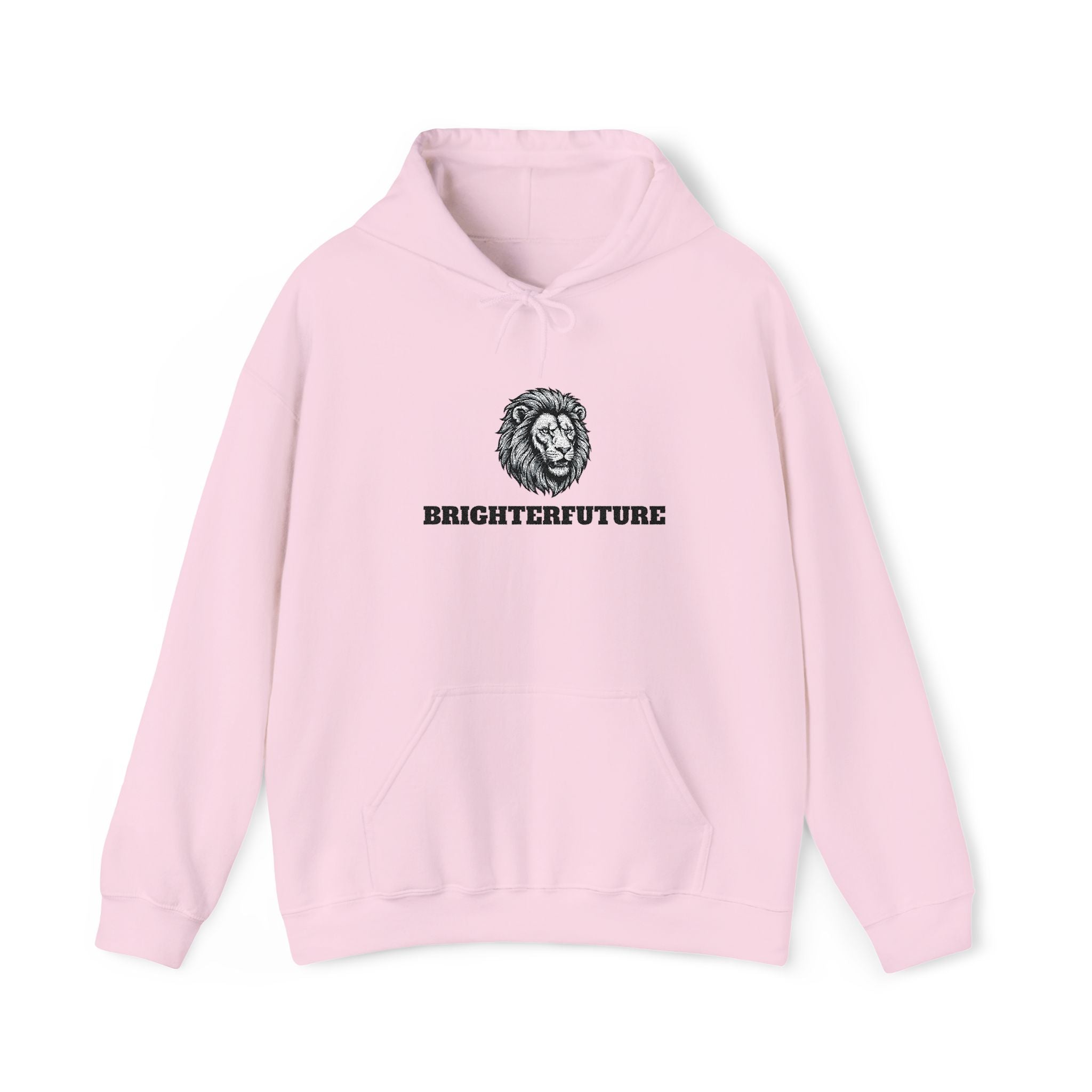 Lion Crest Hoodie – "BRIGHTERFUTURE" Graphic Pullover
